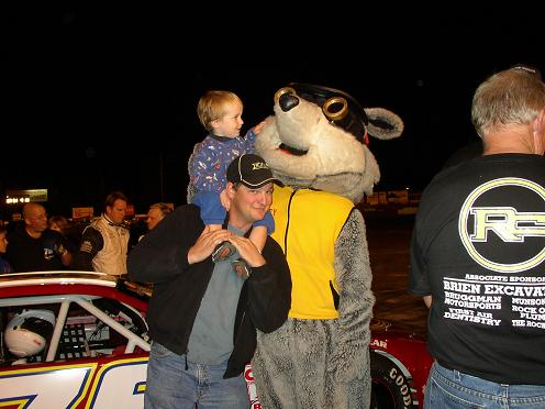 Racey Making Friends at Evergreen Speedway